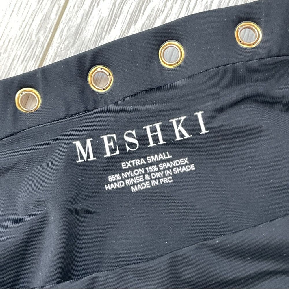 Meshki (NWOT) Buckle Belted High Waist Cheeky Bikini Bottoms Black (xsmall) swim - Picture 2 of 6